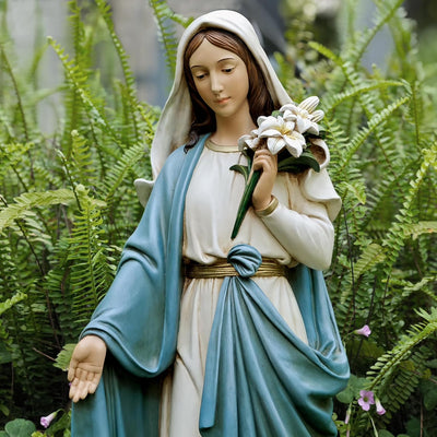 Estatua Virgen María lirios 24pulg exterior decoración patio