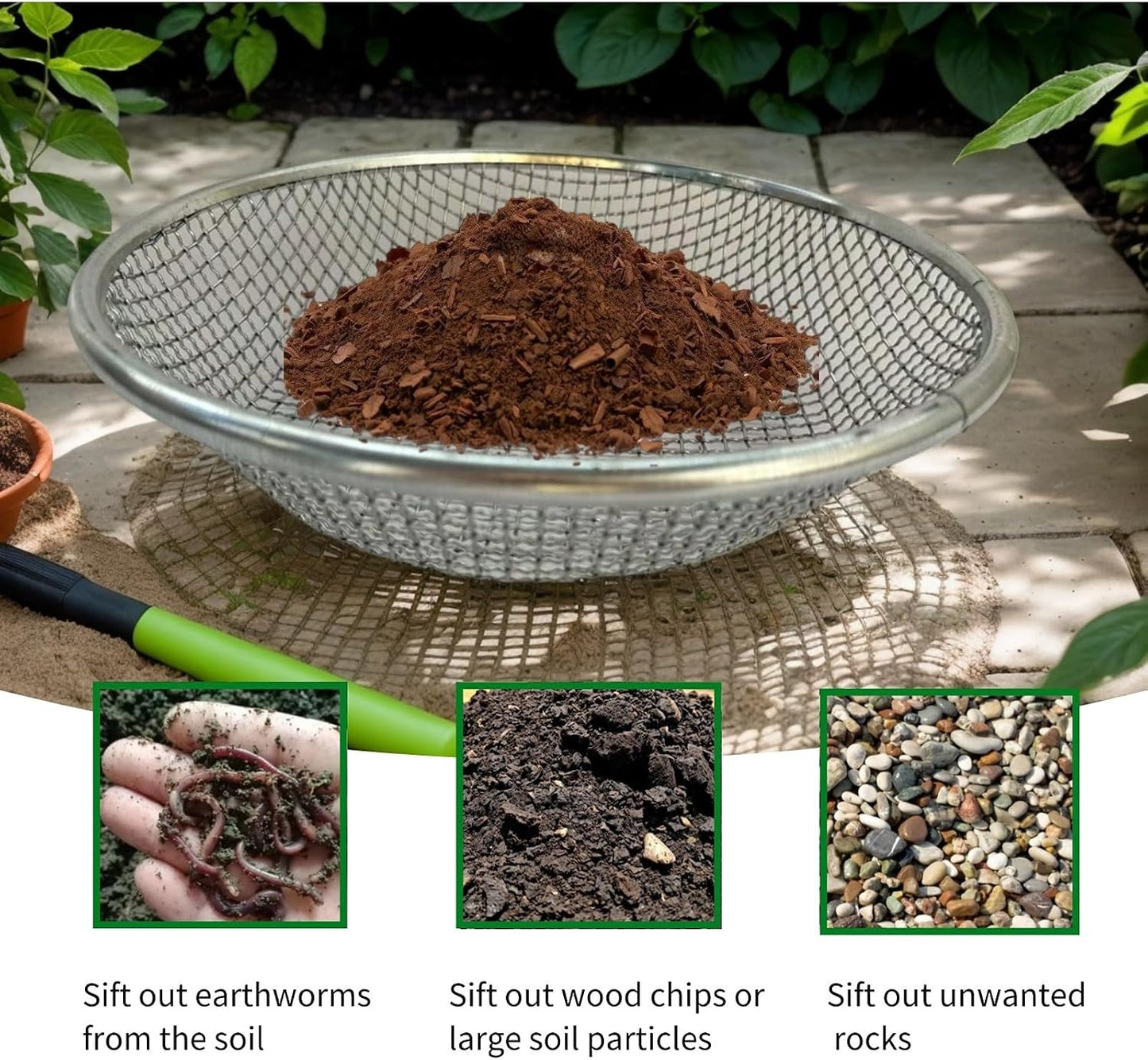 2 Tamices Suelo Jardinería para 5gal Compost Arena Grava