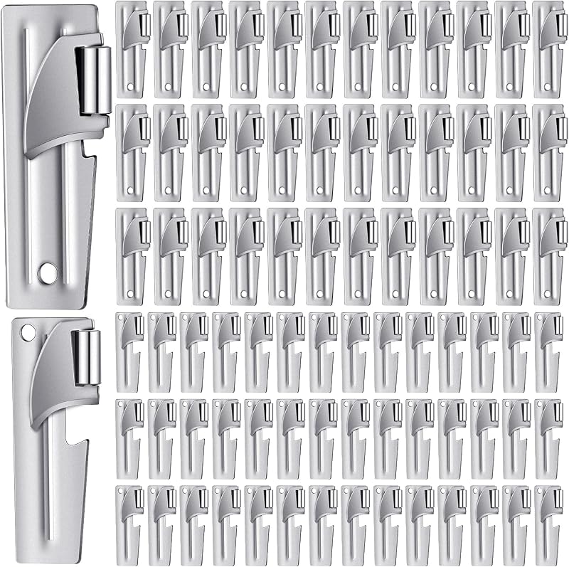 100 Pzas Abrelatas Militares Acero Inox Portátiles Plateado