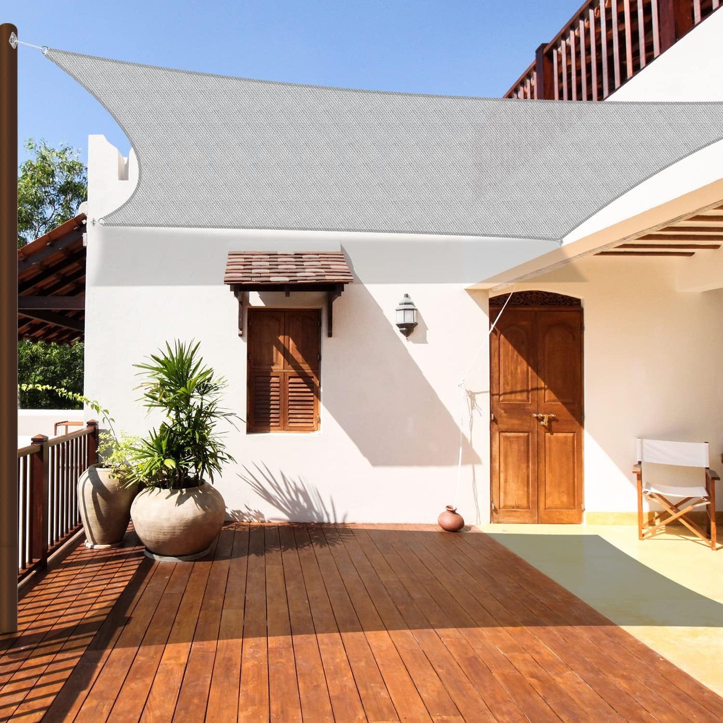 Toldo parasol rectangular 12x14ft para patio jardín gris