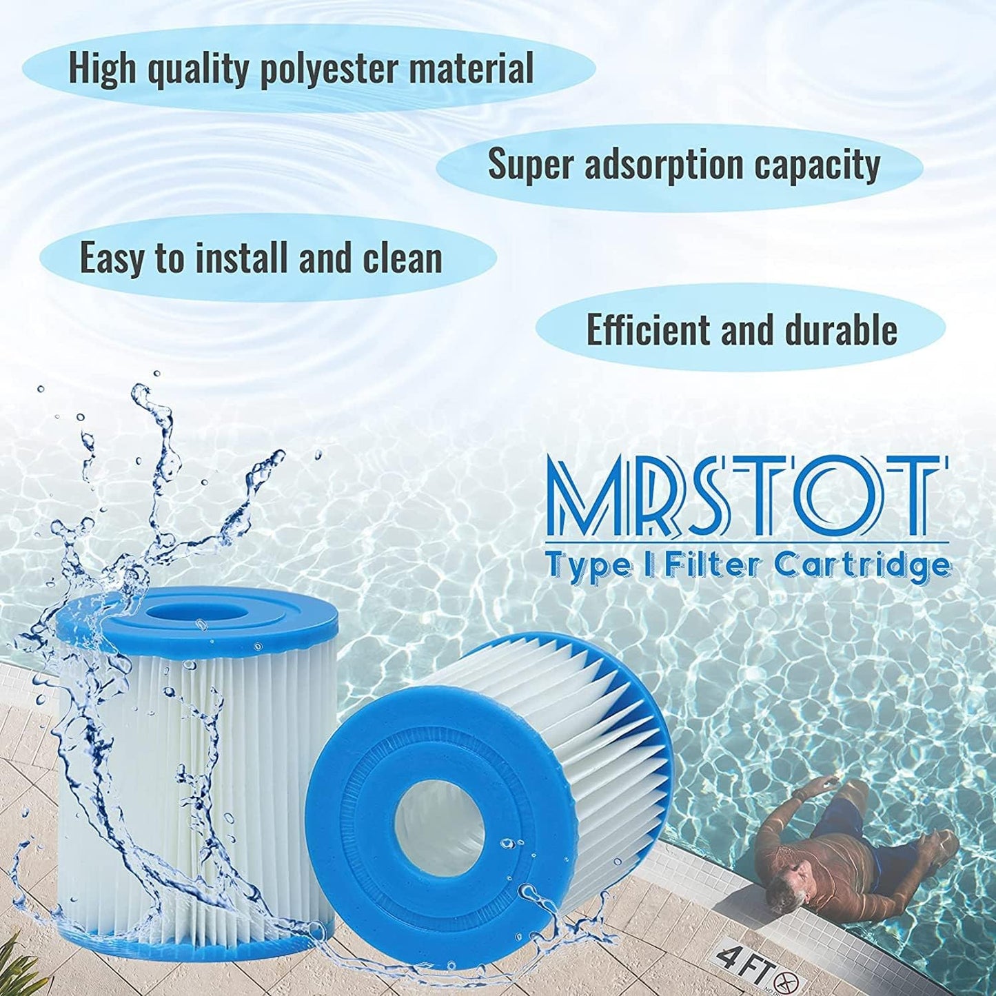 Cartucho filtro tipo I para piscinas 300/330gal/H pack 4