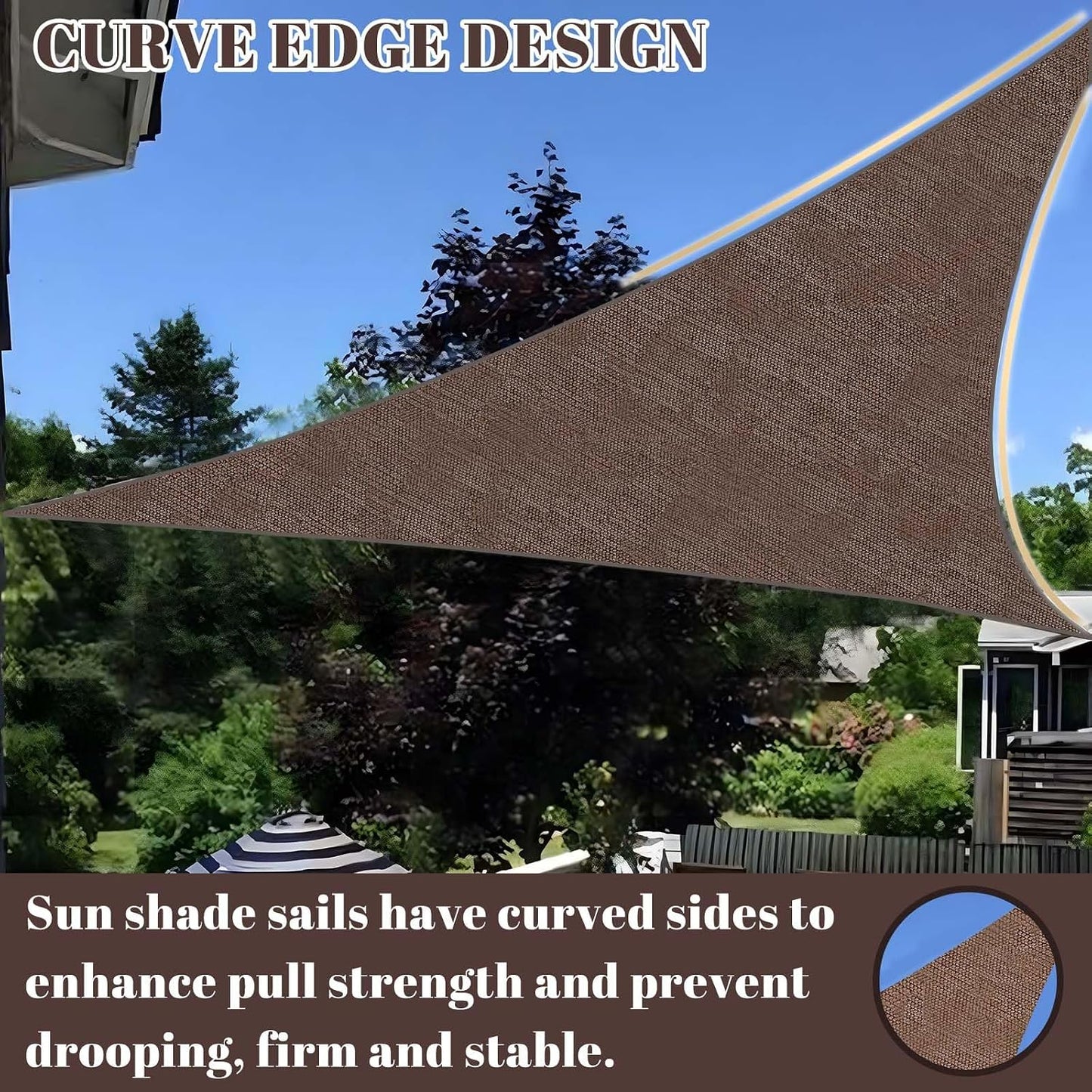 Toldo parasol triangular 10x10x14ft color marrón
