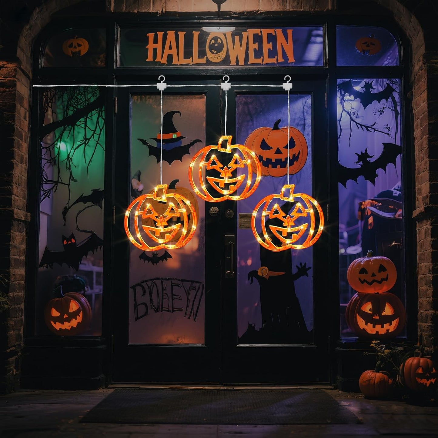 Luces calabaza 6ft 48LED USB impermeable 8 modos naranja