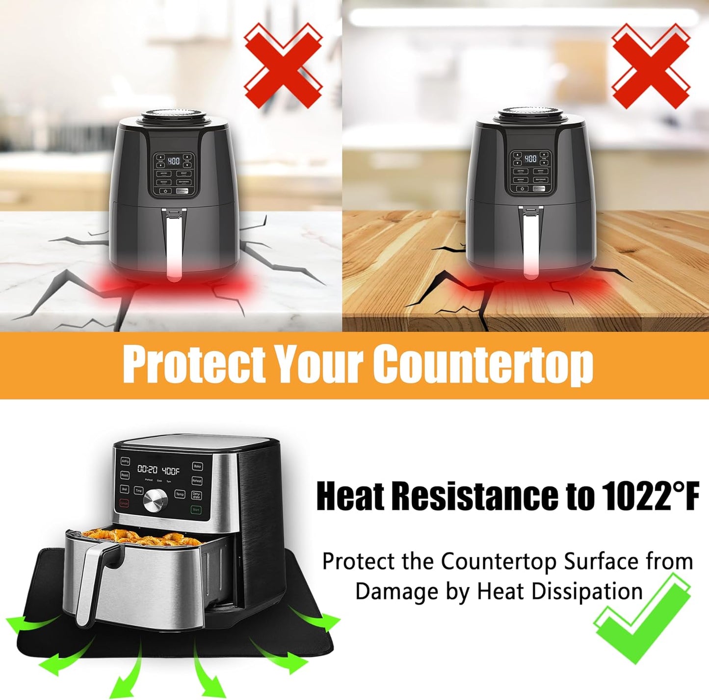 Tapete resistente calor encimera 16x78pulg protector barra café