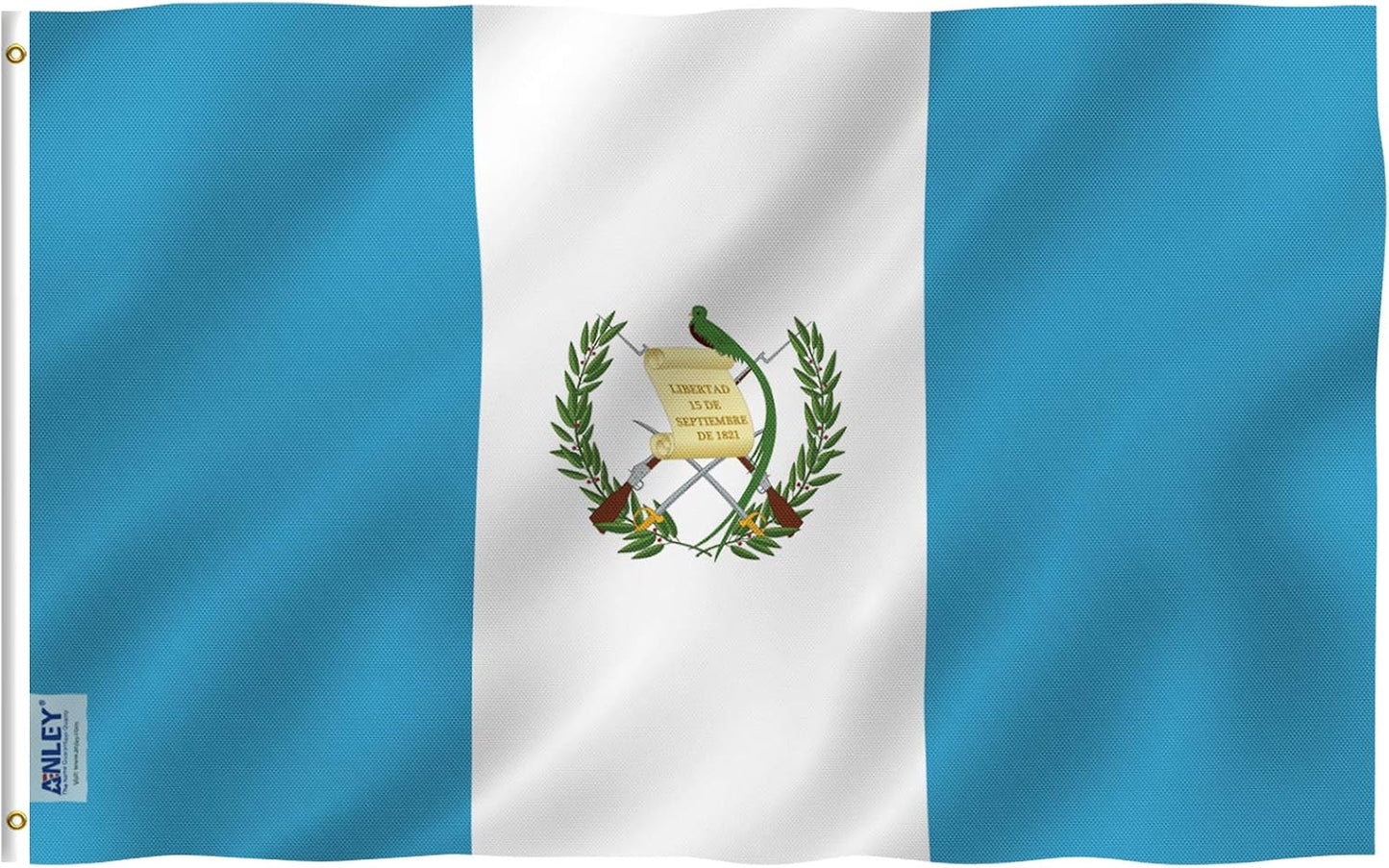 Bandera Guatemala 3x5ft poliéster cabecera lona doble