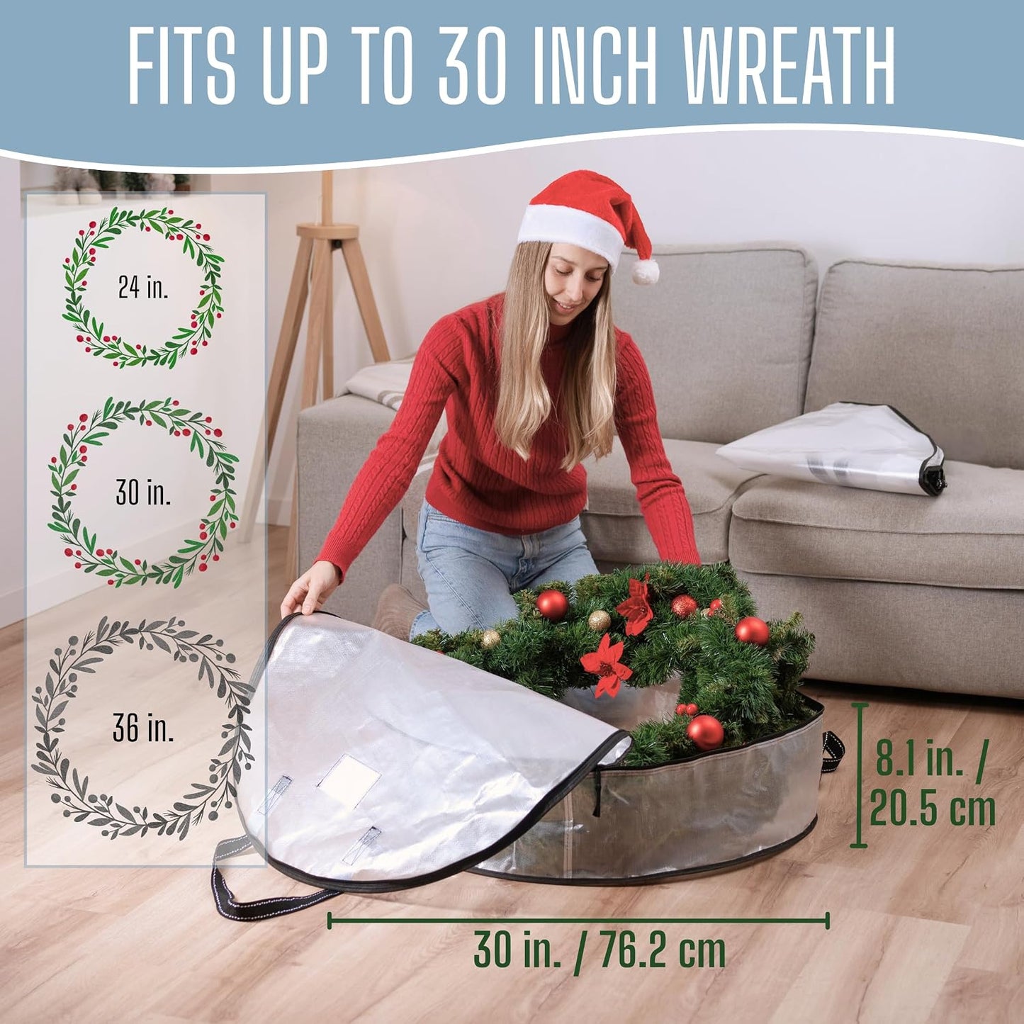 4 Pzas Bolsa Transparente para Corona 30" Navidad