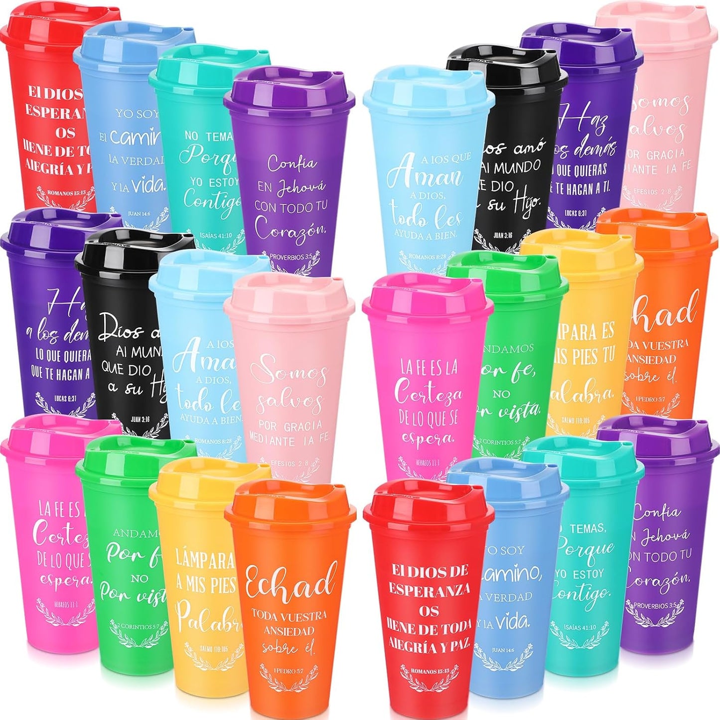 Vasos reutilizables 16oz con versículo plástico