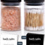 Tarros baño vidrio acanalado tapas bambú negro 10oz set 2