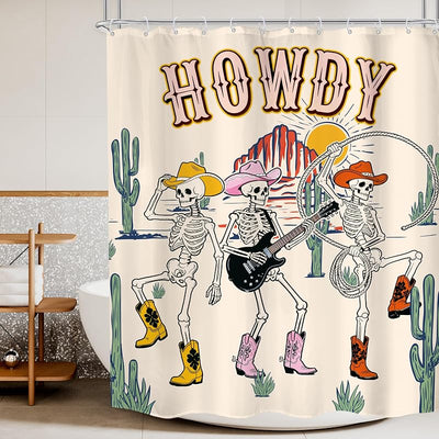 Cortina ducha calavera vaquero howdy desierto gótica 60x72