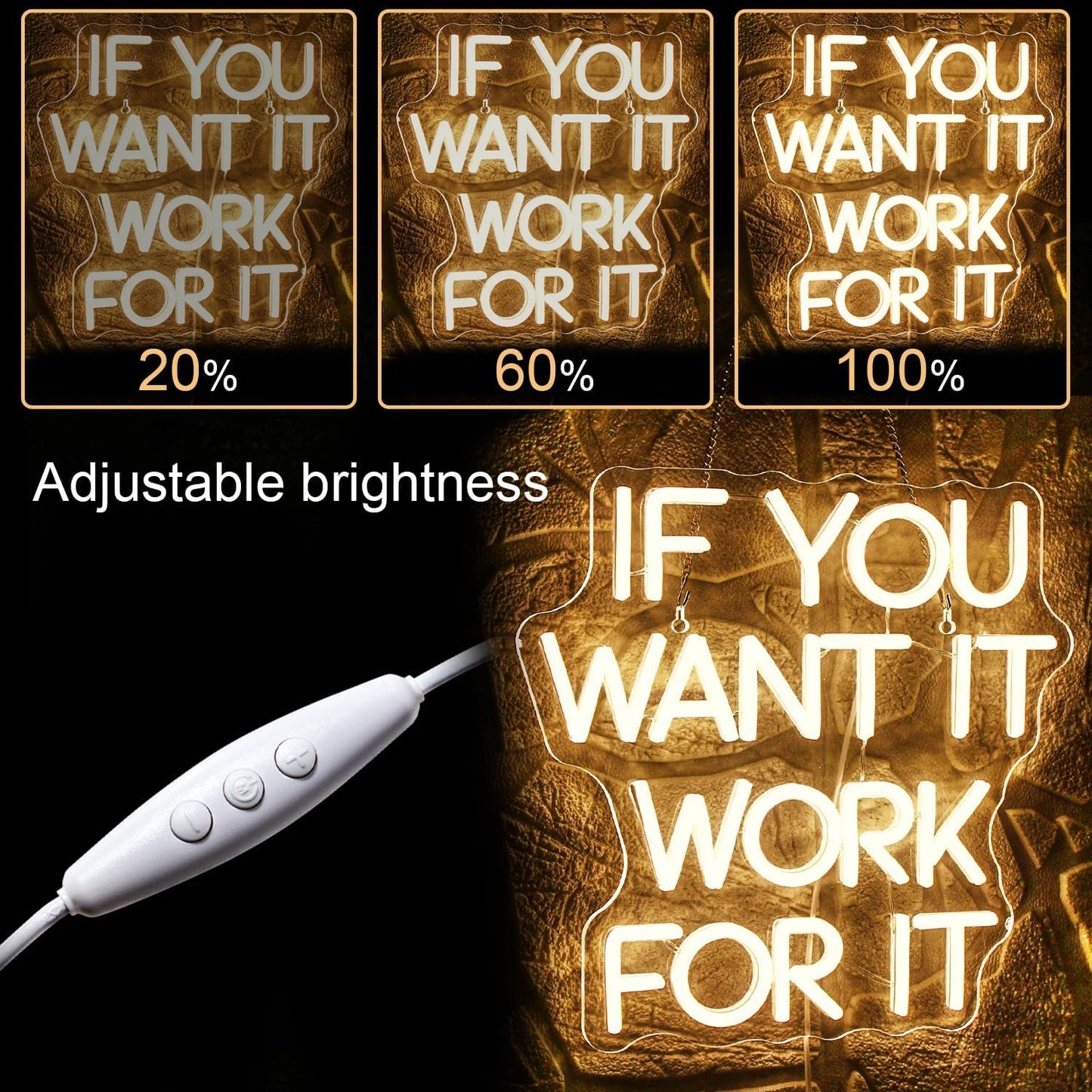 Letrero Neón Led If You Want It Work For It Conectividad USB