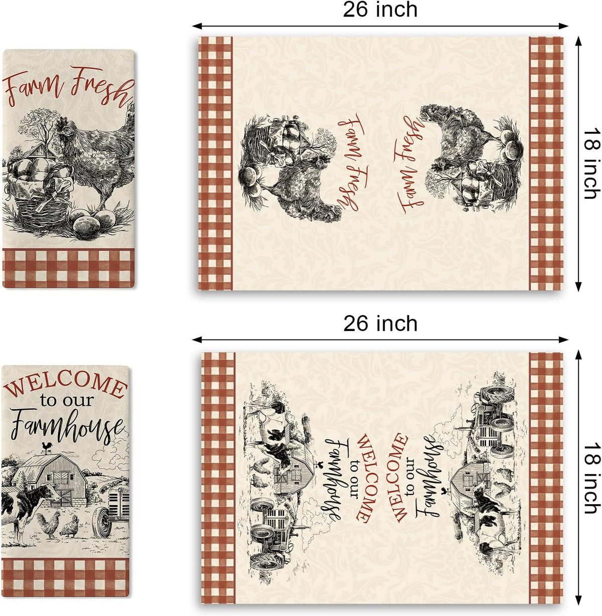 Juego de 2 paños de cocina con diseño de animales frescos
