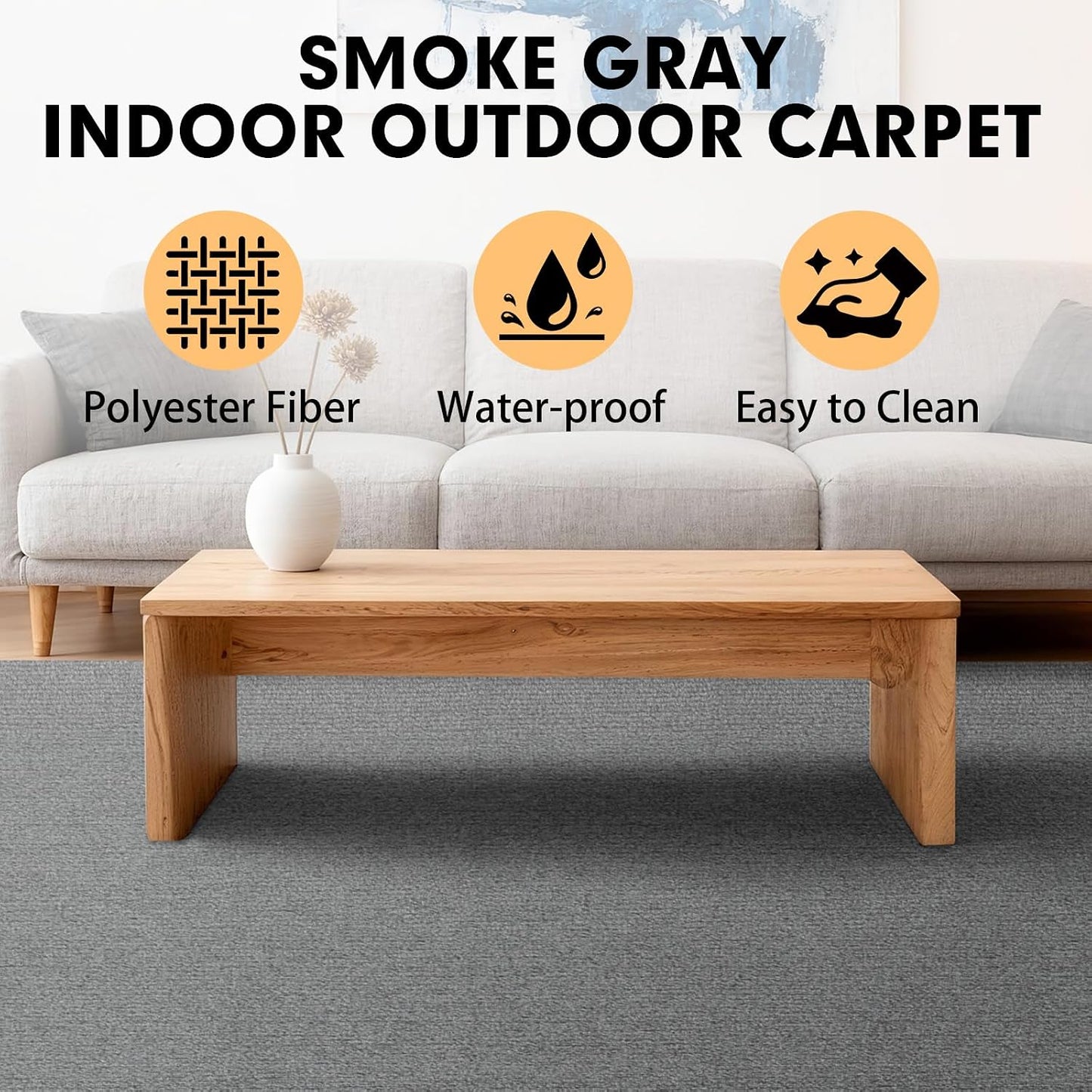 Alfombra marina antiderrap 5x10ft gris humo 0.2pulg