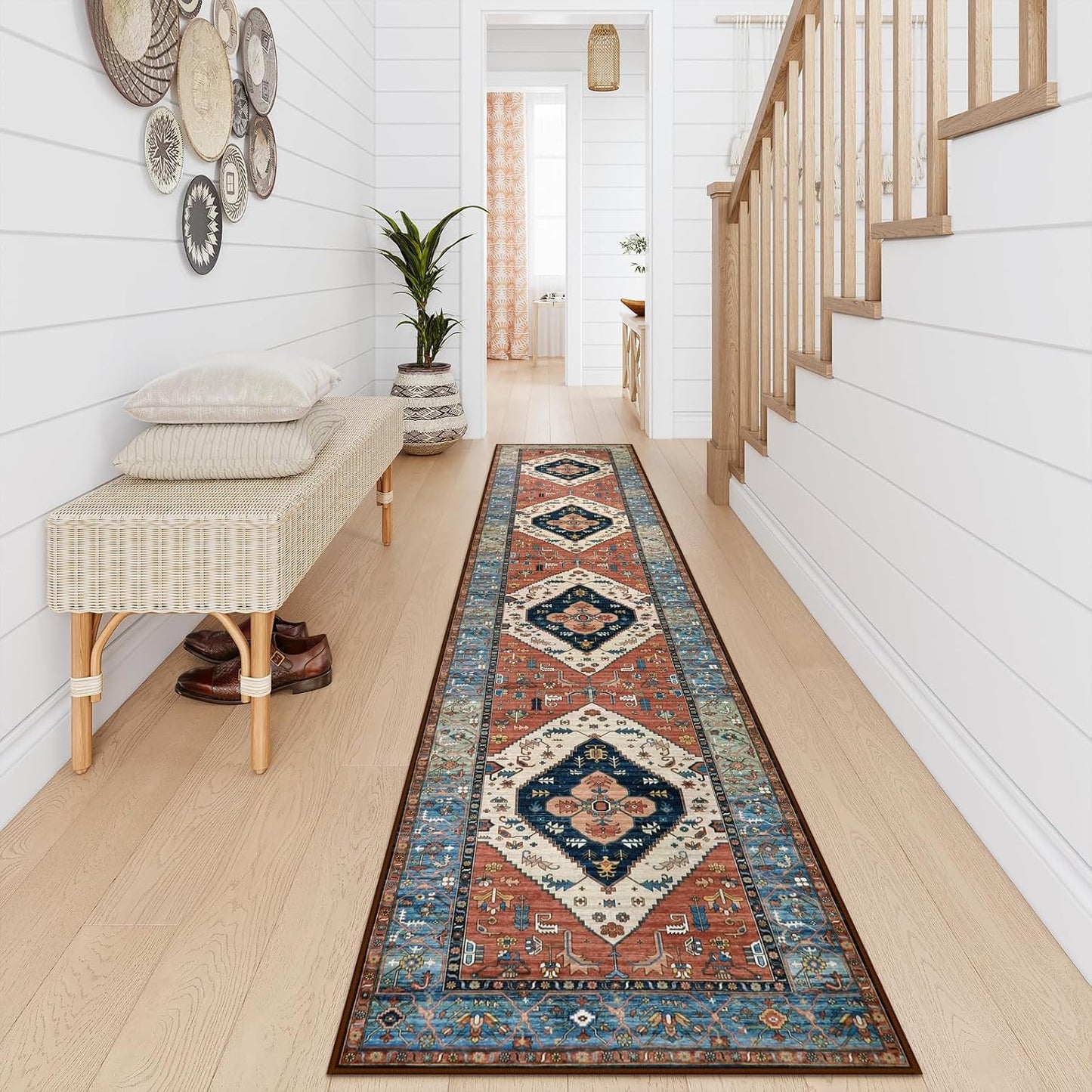 Alfombra larga bohemia 2.5x12ft para pasillo cocina