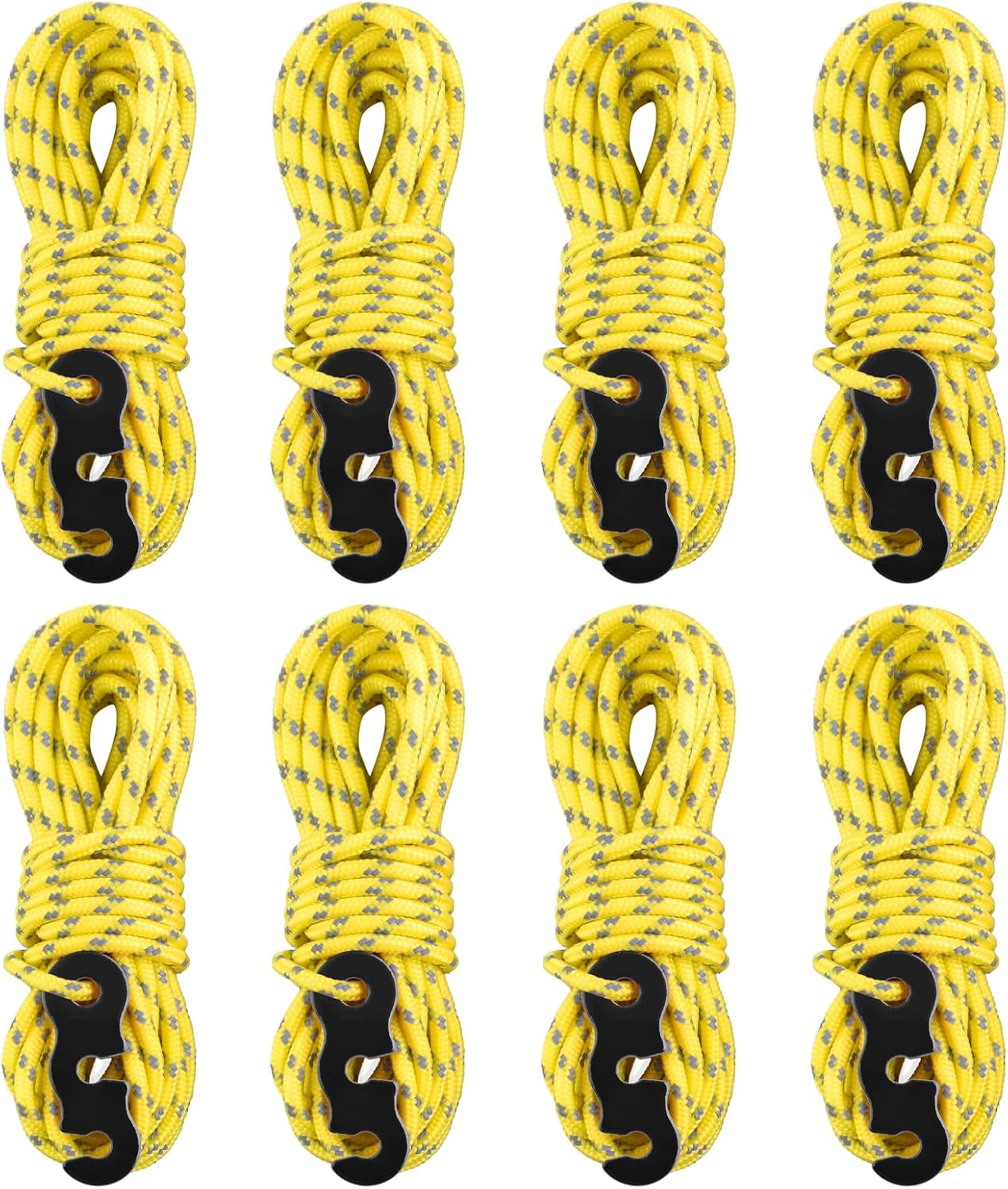 Cuerda Guyline reflectante con ajustador 8 pzas amarillo