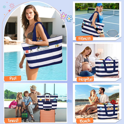 Bolsa playa XL impermeable con cremallera plegable para mujer