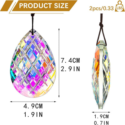 2 Pzas Atrapasol Cristal AB 3pulg Colgante Ventana