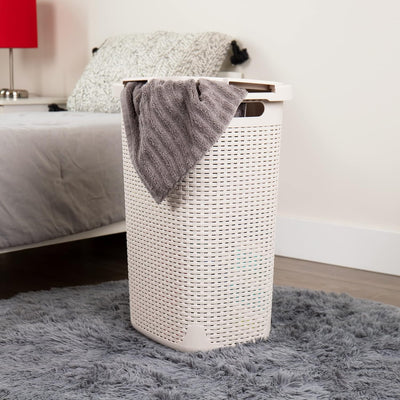 Cesta lavandería mimbre plástico 60L color marfil