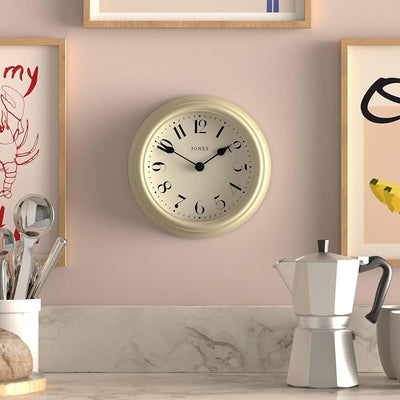 Reloj pared redondo 9.1pulg color crema diseño elegante
