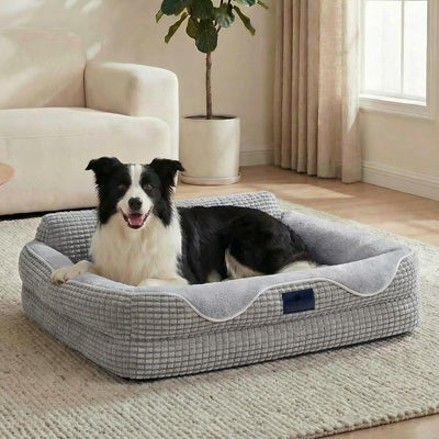 Cama ortopédica para perros medianos con funda lavable gris 36pulg