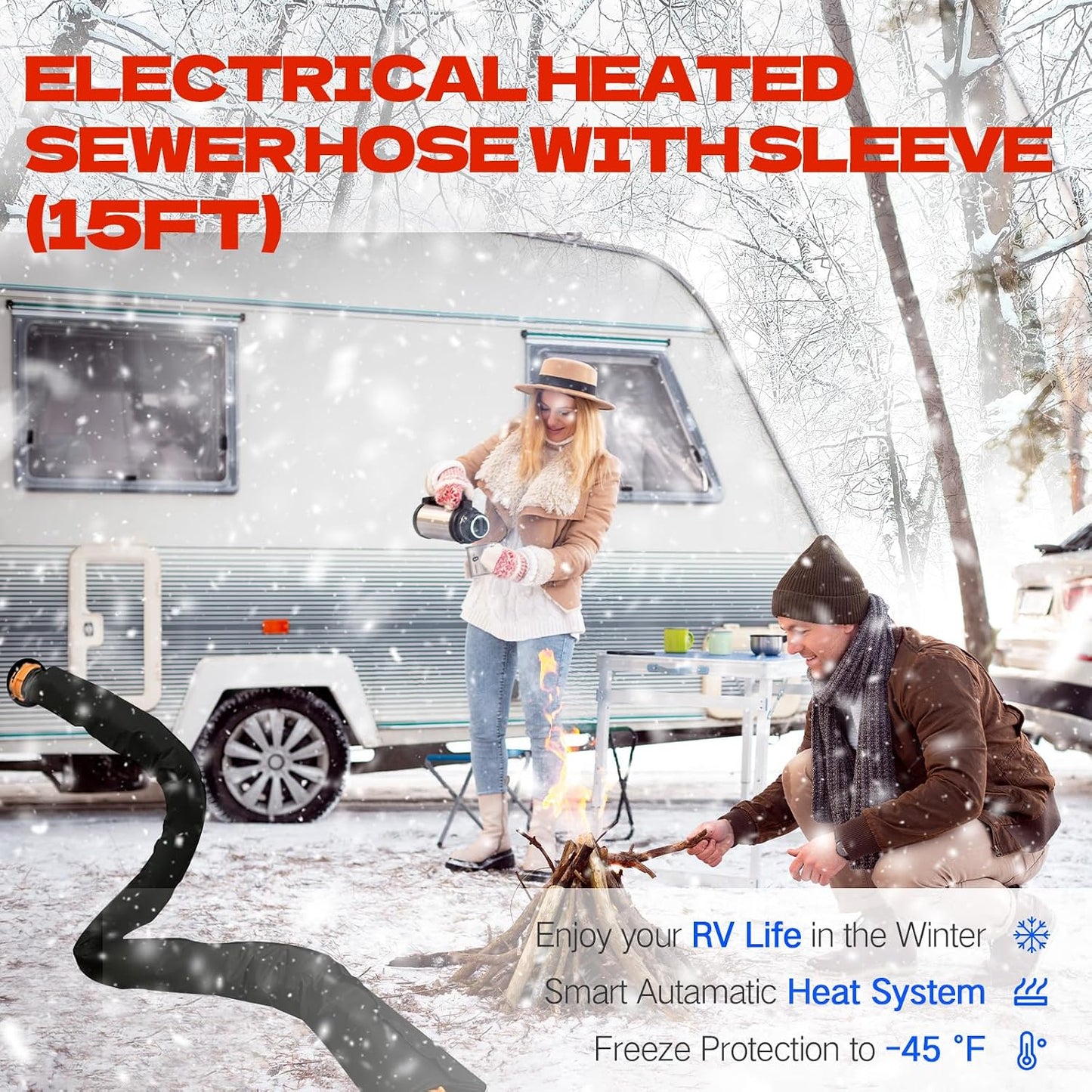 Manguera alcantarillado 15ft con funda eléctrica antihielo
