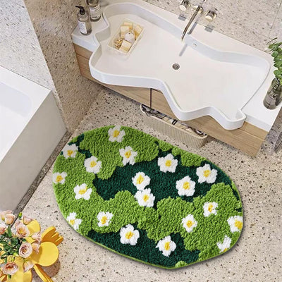 Alfombra baño microfibra hierba 16x24pulg antideslizante boho