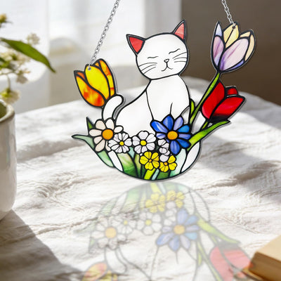 Atrapasoles para gatos decoración ventanas jardín blanco