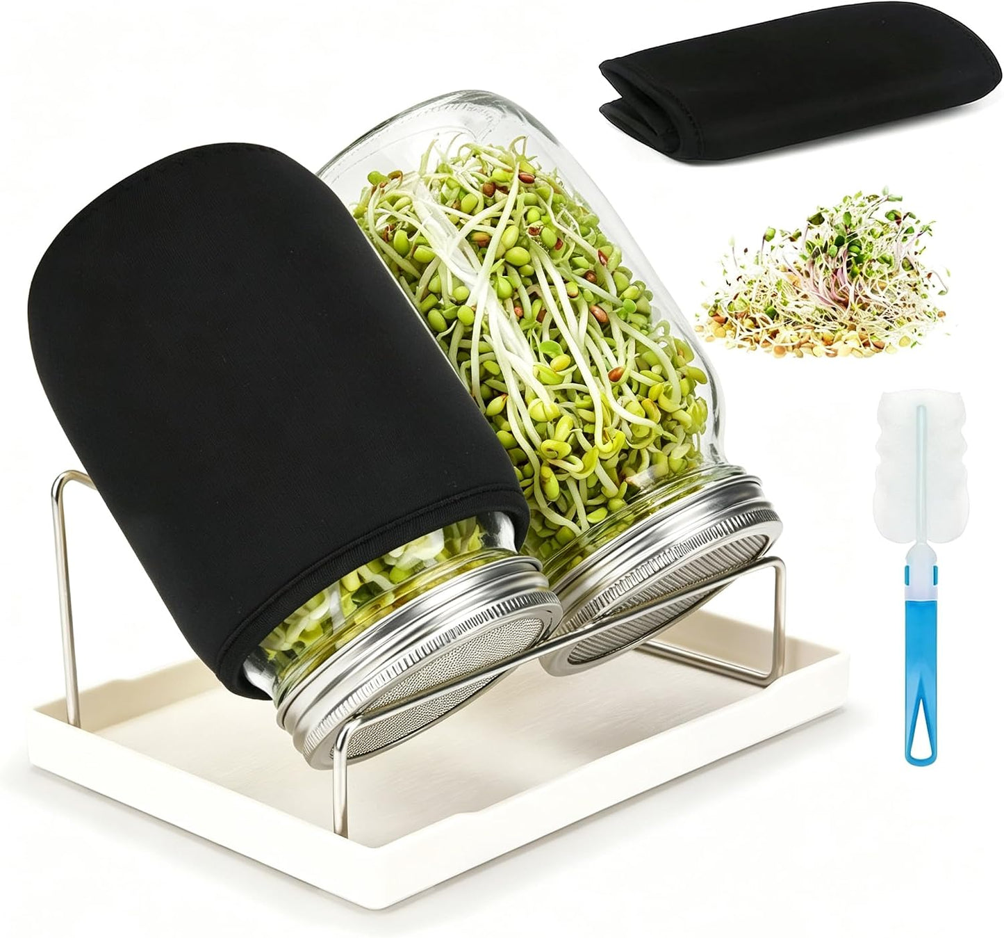 Kit germinación 2 tarros 1qt tapa malla acero inox