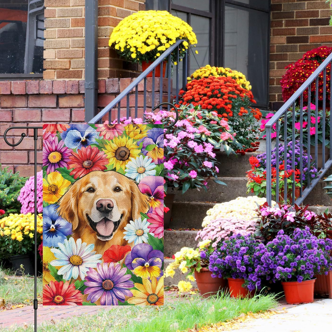 Bandera jardín perro golden retriever 12x18pulg arpillera