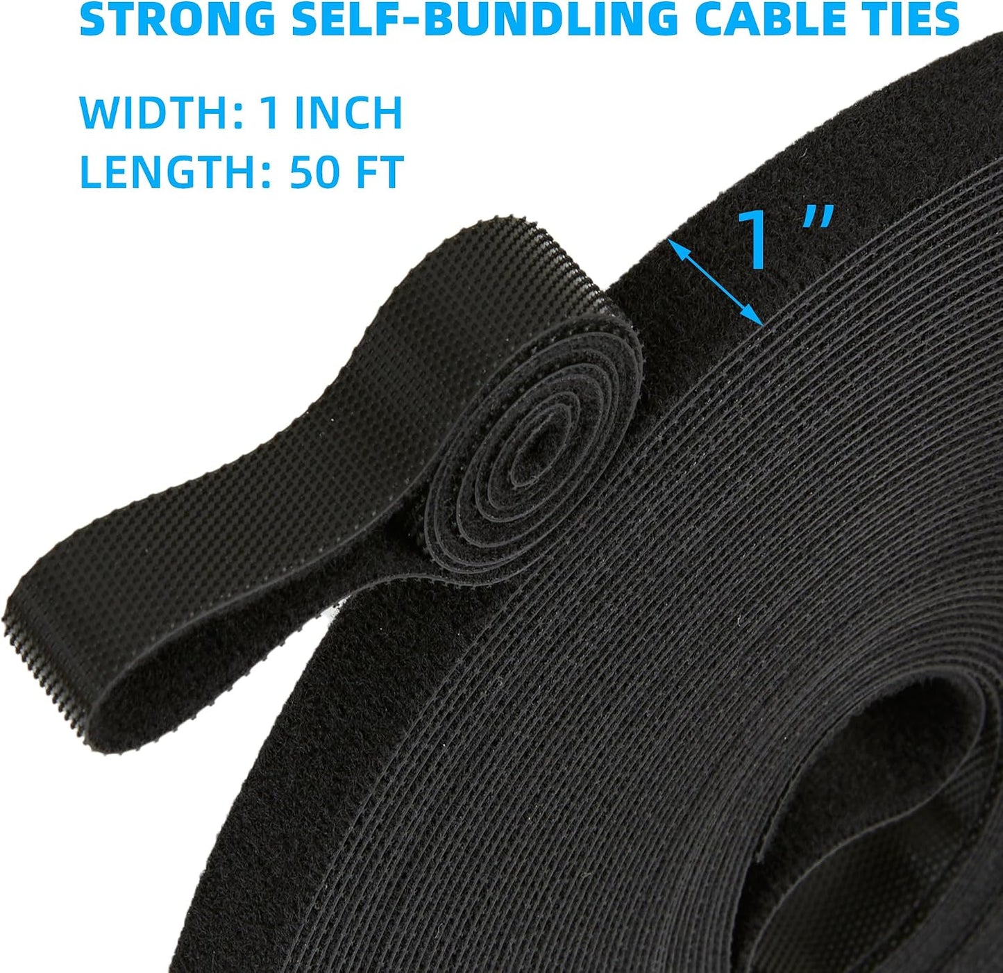 Rollo gancho bucle 50ft x1pulg bridas cable reutilizables