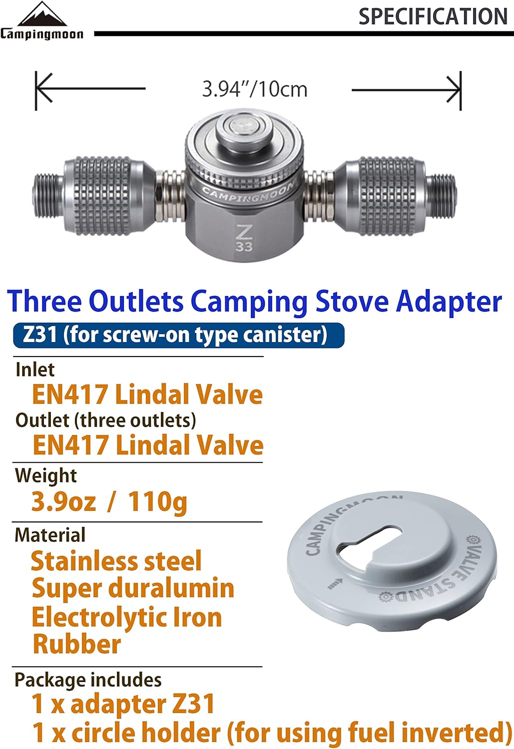Adaptador estufa camping 3 salidas para Lindal Z31