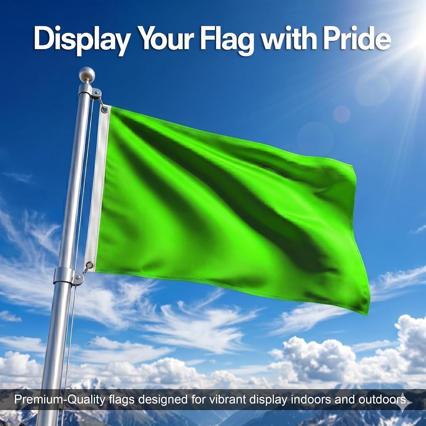 Bandera verde neón 2x3pies resistente UV poliéster con ojales