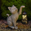 Estatua gato resina linterna LED para jardín y regalo mujer