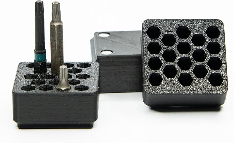 Organizador brocas hex 1/4pulg 18 ranuras Gridfinity comp 3 Pzas