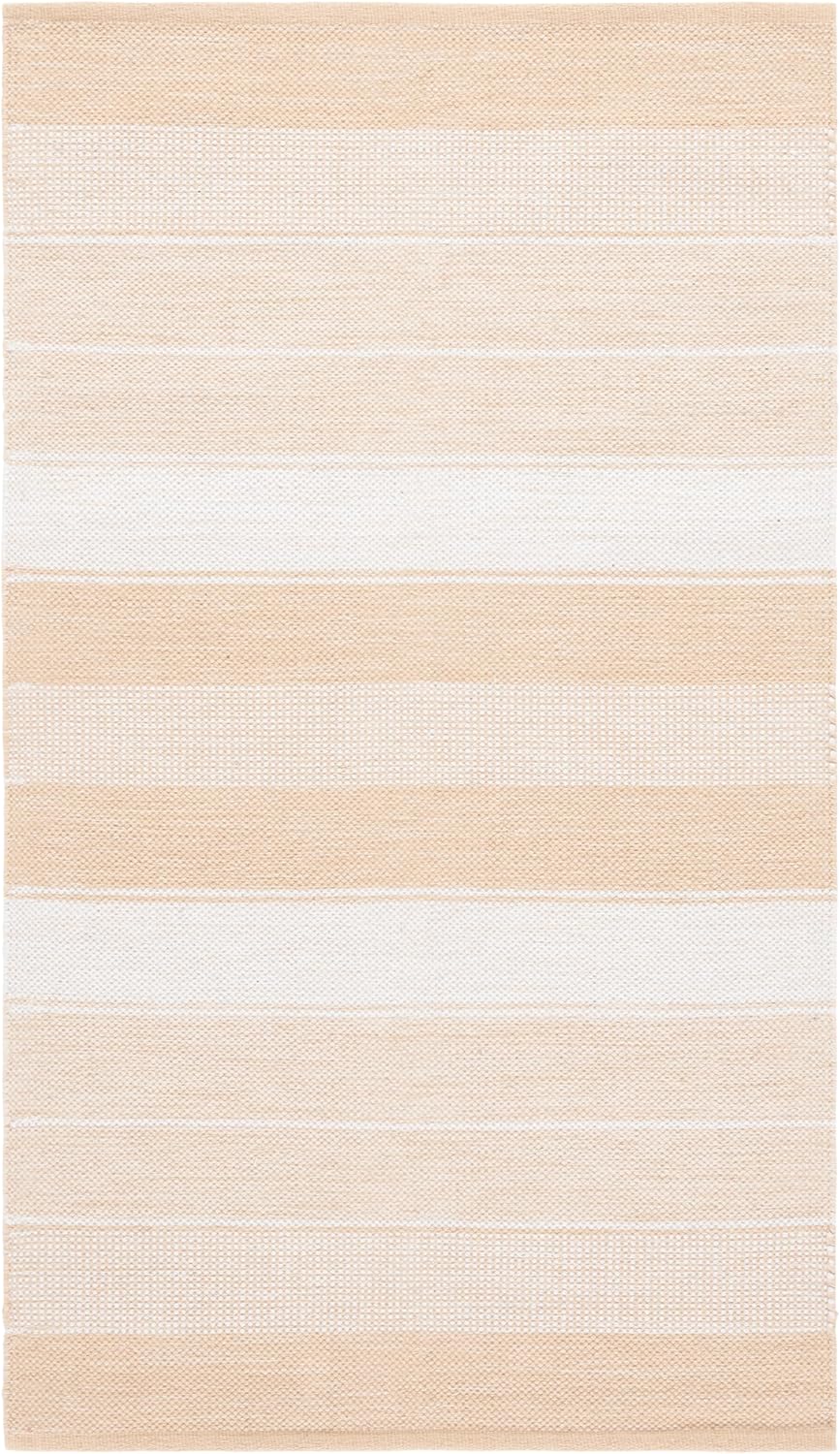 Alfombra Kilim 3x5ft marfil y dorado tejido plano entrada