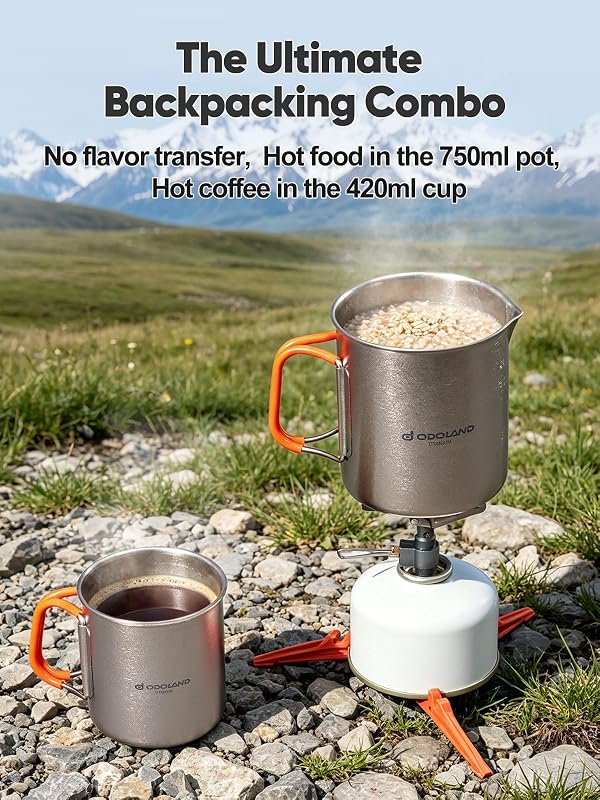 Olla Titanio Camping 14.2oz con Tapa y Tenedor