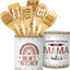 Juego utensilios cocina mamá soporte 6 cucharas madera