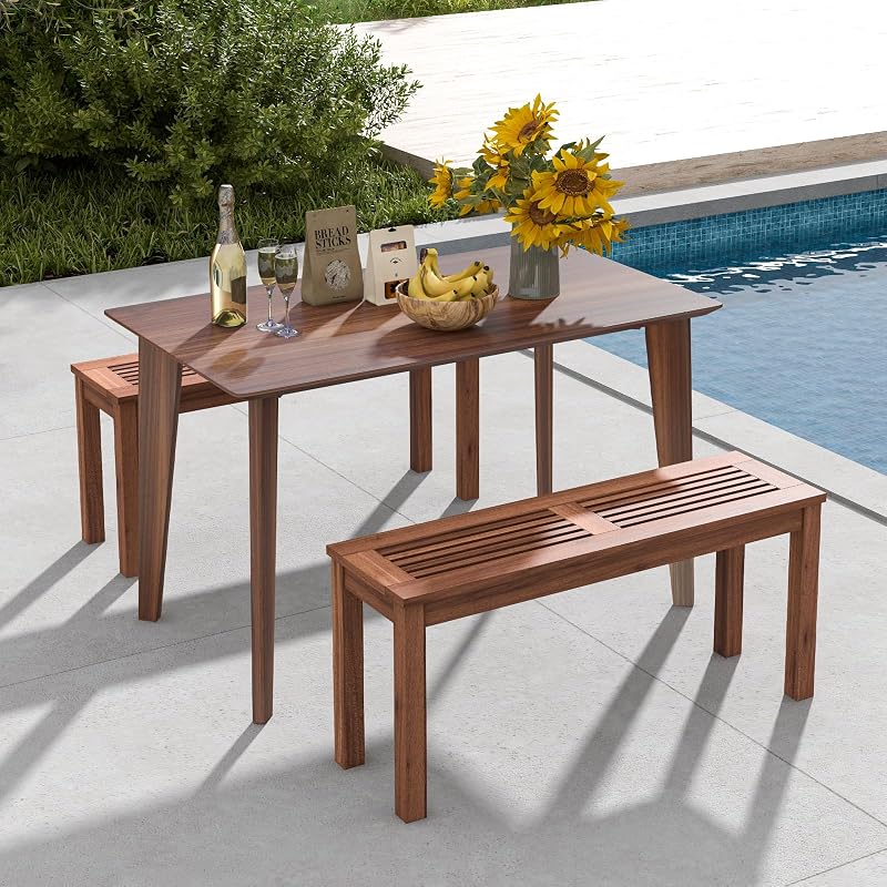 Banco madera patio para 2 personas 39.5" asiento listones
