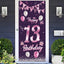 Cartel cumpleaños 13 años globos rosa morada decoración puerta