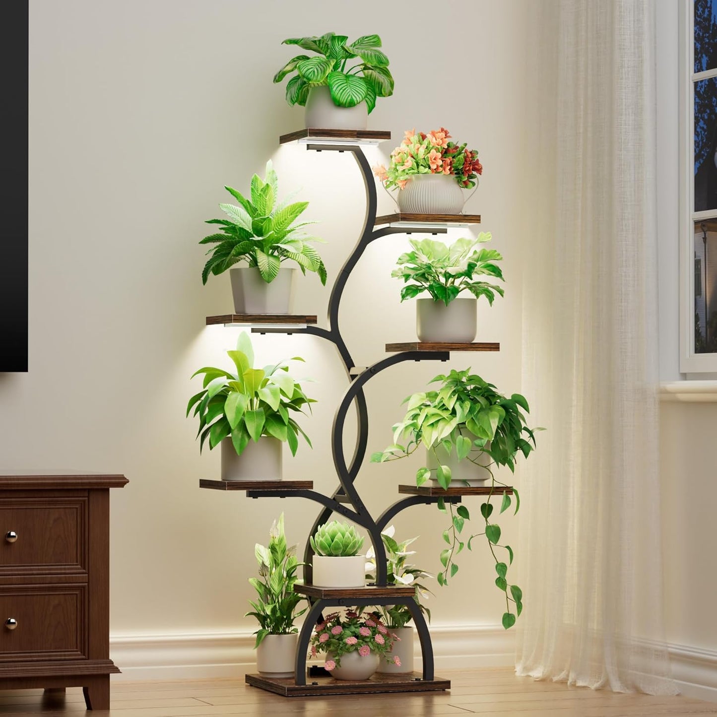 Soporte plantas interior 8 niveles 49pulg con luces