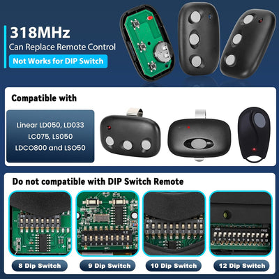 Control remoto puerta garaje 318MHz MCT-3 comp Linear Ld050