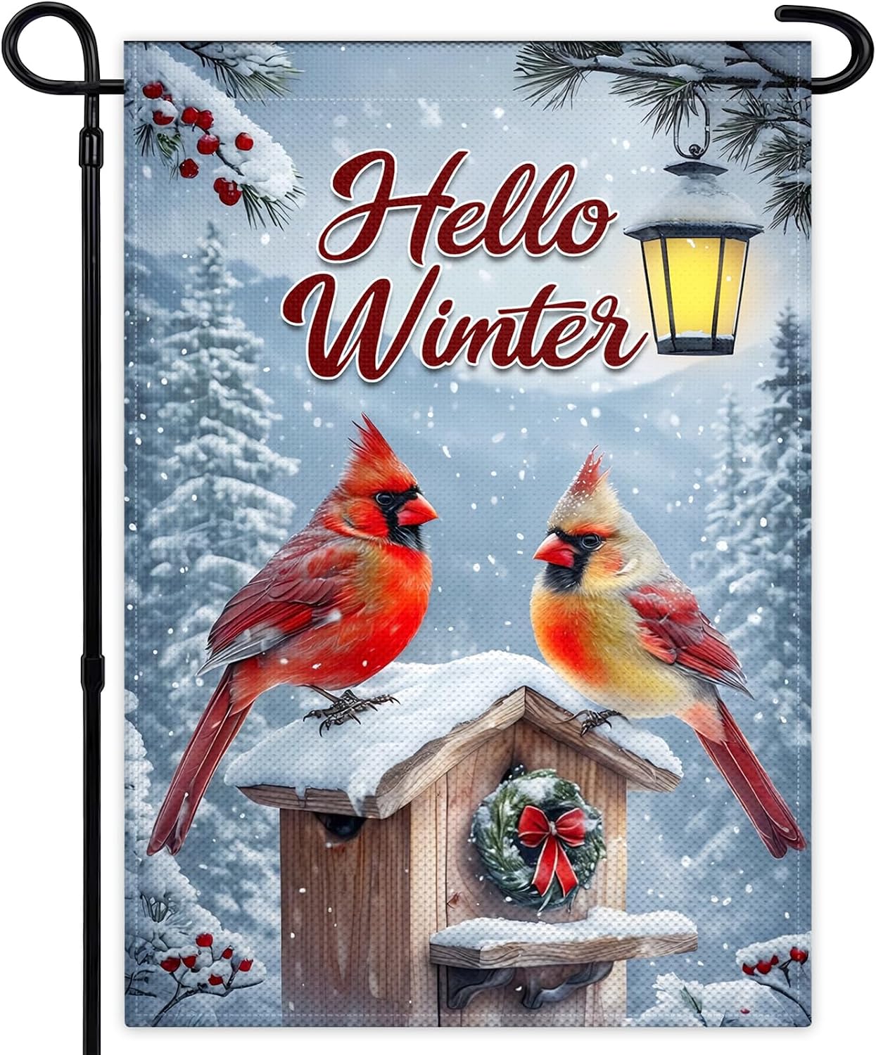 Banderas jardín doble cara hello winter 12x18pulg