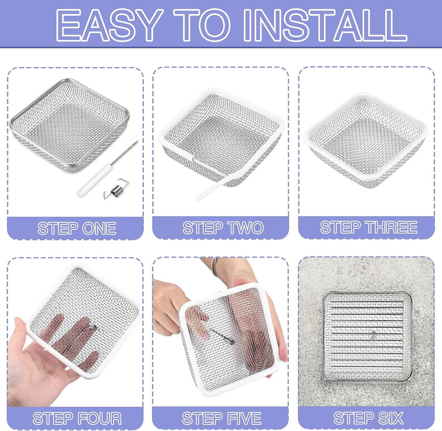 Cubierta ventilación horno RV acero inox malla 4.5x4.5"