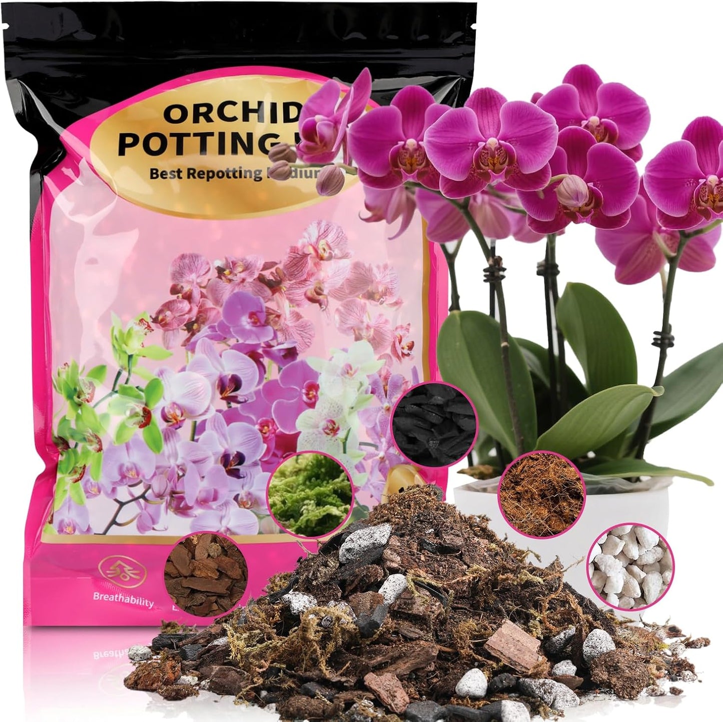 Tierra para orquídeas orgánica corteza 4qt drenaje rápido