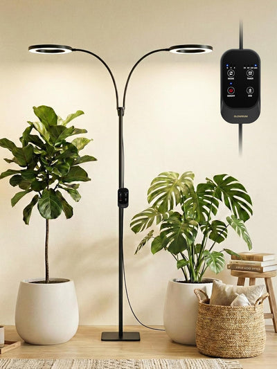 Luz LED doble cabezal 48W para plantas altas ajustable 23.5-71