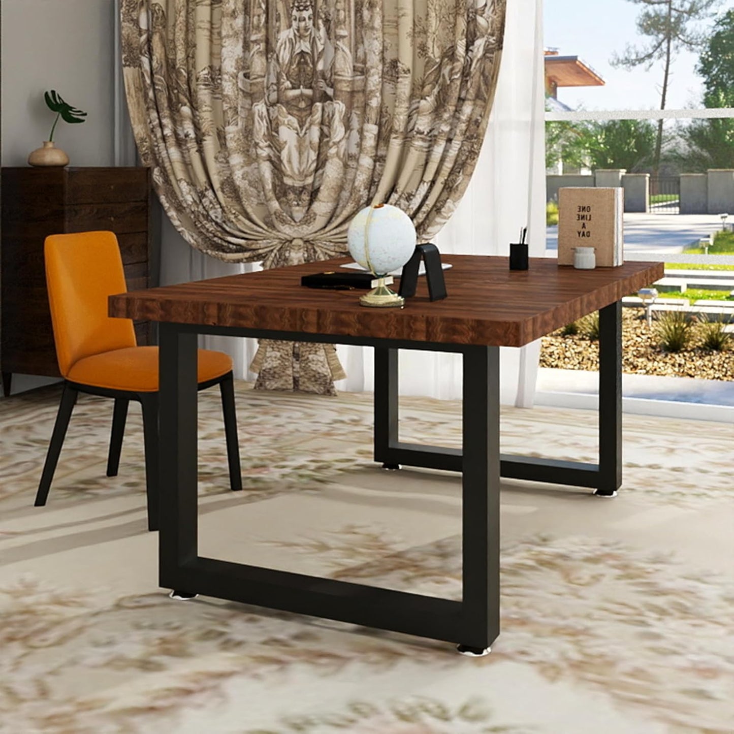 Patas mesa metal 28x24 pulg negras set 2 con protectores