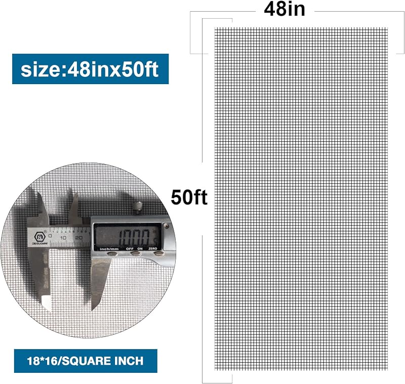 Rollo pantalla ventana 48x50' fibra vidrio ajustable