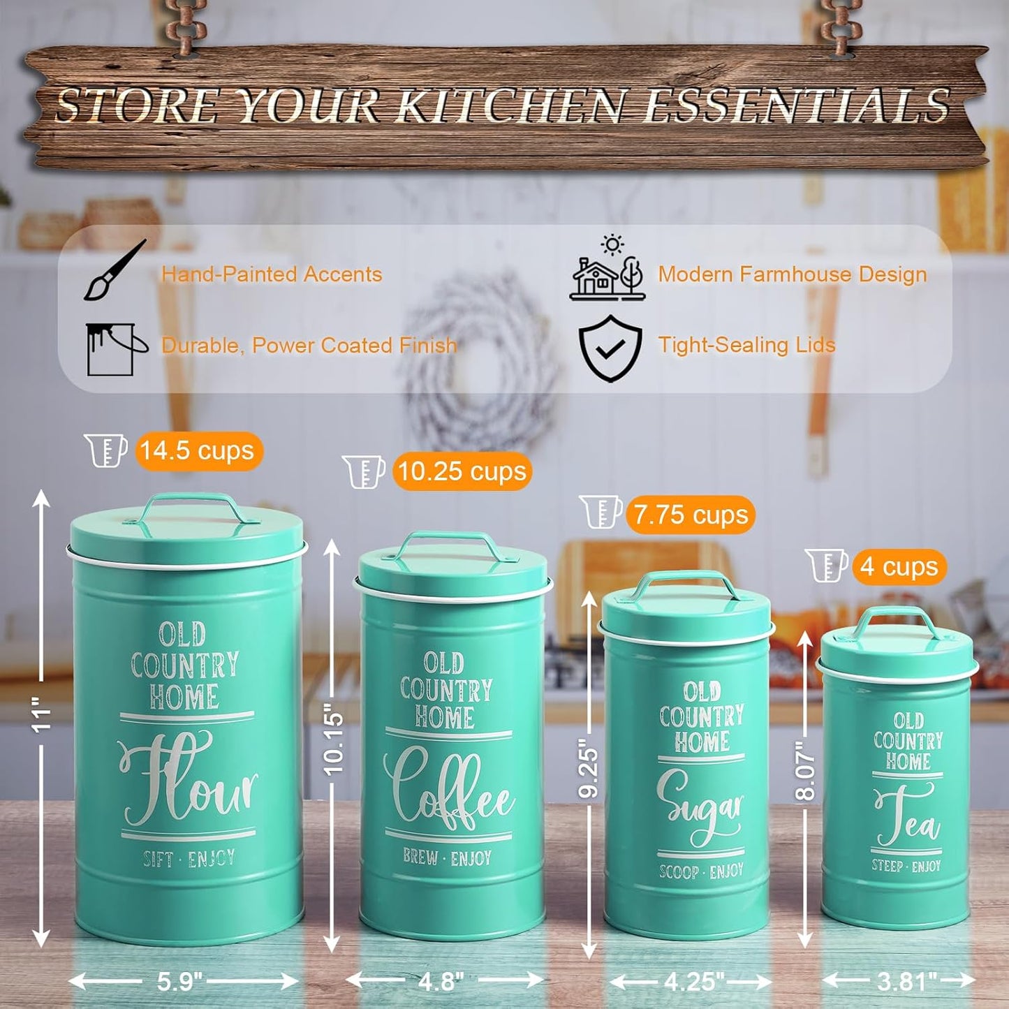 Recipientes herméticos para encimera cocina té café azúcar