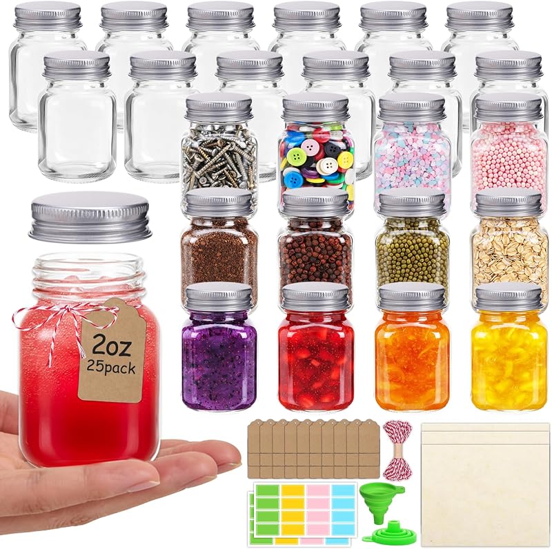 25 Pzas Tarros Vidrio 2oz Tapas Plateadas Especias