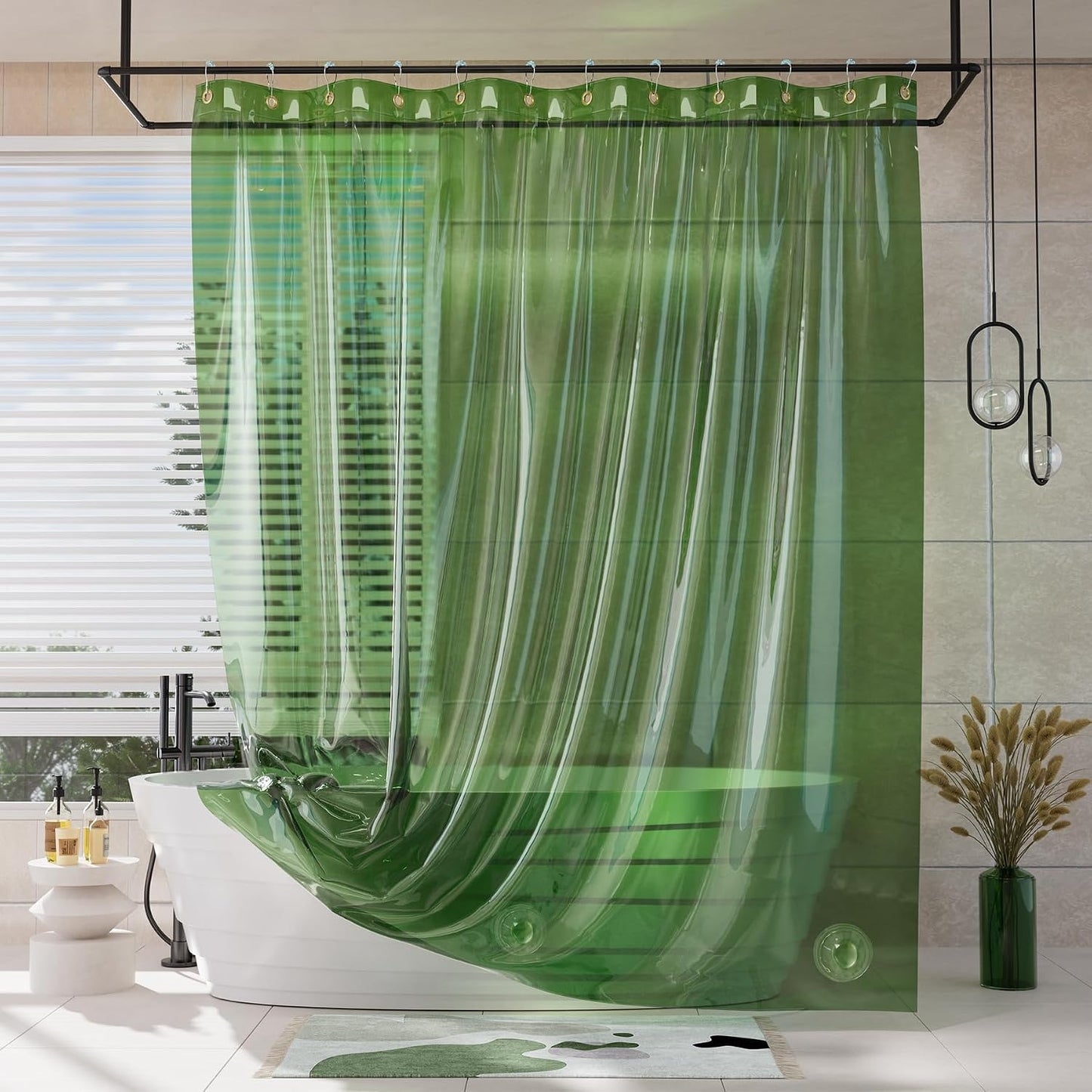 Cortina ducha EVA transparente 72x72pulg 12 ojales inox
