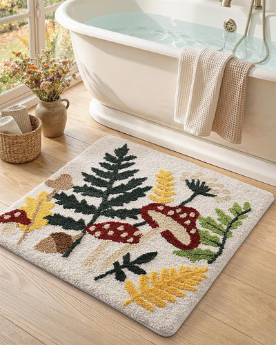 Alfombra baño antideslizante microfibra relieve 24x24pulg color hongo